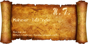 Mahrer Tünde névjegykártya